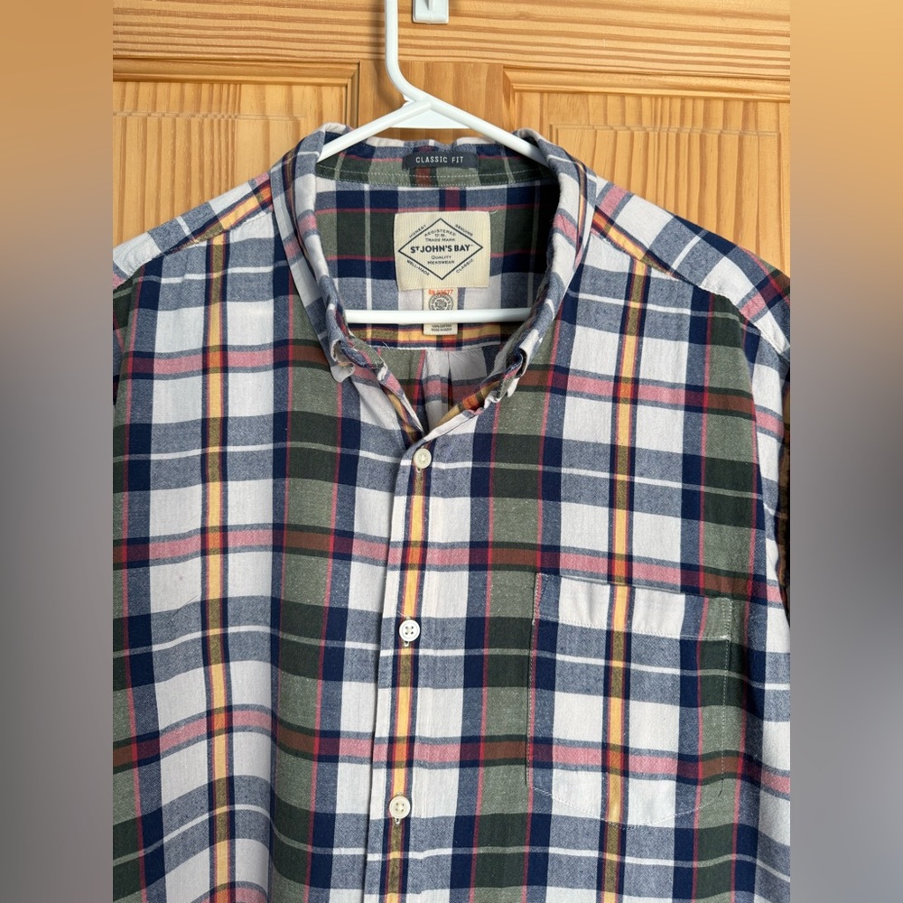 St. John's Bay Men's Casual Plaid Shirt Short Sleeve Size XXL